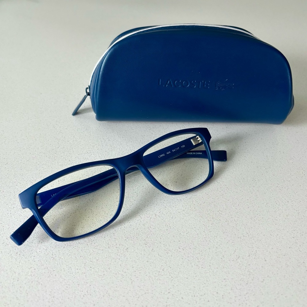Lacoste L2862 Matte Blue Eyeglasses with Case - Unisex